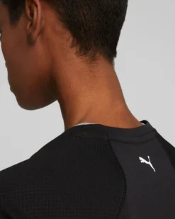 PUMA - T-shirt da donna girocollo nera con logo bianco
