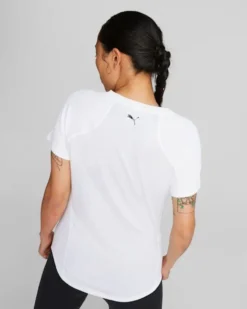PUMA - T-shirt da donna girocollo bianca con logo nero