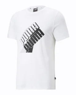 PUMA - T shirt da uomo bianca con logo nero