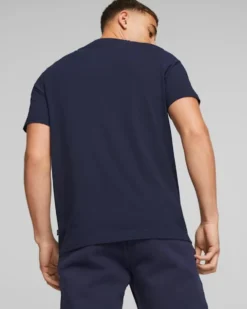 PUMA - T shirt da uomo blu con logo bianco e azzurro