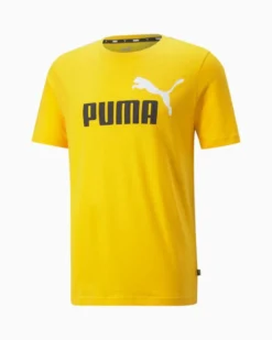 PUMA - T shirt da uomo gialla con logo bianco e nero