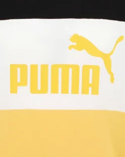 PUMA - T shirt da uomo gialla e nera in cotone con dettagli bianchi