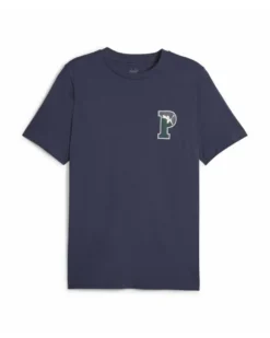 PUMA - T shirt da uomo nera con logo verde scuro