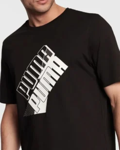 PUMA - T shirt da uomo nera con logo bianco