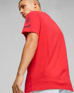 PUMA - T shirt da uomo rossa e nera Milan