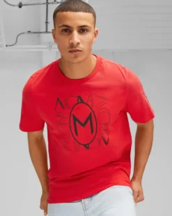 PUMA - T shirt da uomo rossa e nera Milan