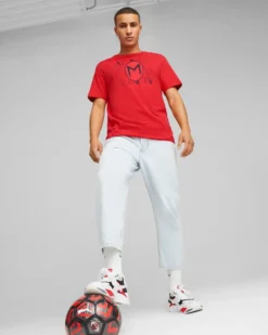 PUMA - T shirt da uomo rossa e nera Milan