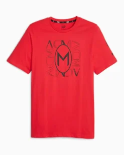 PUMA - T shirt da uomo rossa e nera Milan