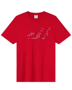 PUMA - T-SHIRT ESS TEE BIG LOGO ROSSA DA UOMO, 688913-11