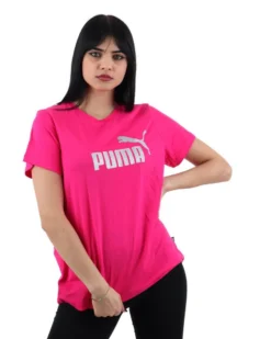 PUMA - T shirt fucshia da donna con logo glitterato