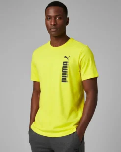 PUMA - T-SHIRT GIALLA  ESSENTIAL BIG GRAPHIC TEE  DA UOMO, 694939-37