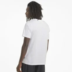 PUMA - T shirt girocollo da uomo bianca in cotone con logo nero