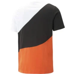 PUMA - T shirt girocollo da uomo bianca nera e arancione in cotone con logo nero