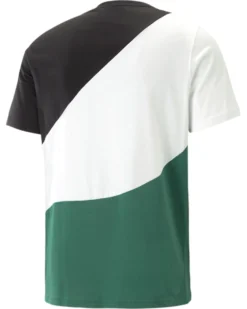 PUMA - T shirt girocollo da uomo nera bianca e verde in cotone con logo bianco