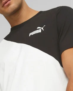 PUMA - T shirt girocollo da uomo nera bianca e verde in cotone con logo bianco