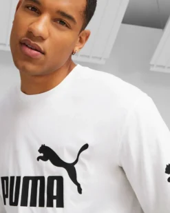 PUMA - T shirt girocollo da uomo bianca e nera in cotone