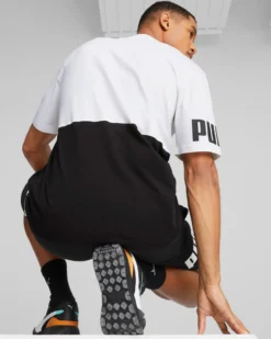 PUMA - T shirt girocollo da uomo bianca e nera in cotone