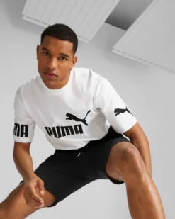 PUMA - T shirt girocollo da uomo bianca e nera in cotone