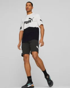 PUMA - T shirt girocollo da uomo bianca e nera in cotone