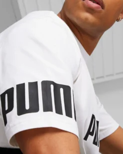 PUMA - T shirt girocollo da uomo bianca e nera in cotone