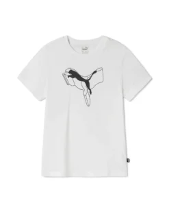 PUMA - T-SHIRT JUNIOR ( 7-16 ANNI)  BIANCA ESSENTIAL +LOGO NERO - 681841-52
