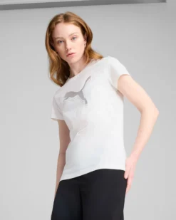 PUMA -T-SHIRT MEZZA MANICA BIANCA ESSENTIAL METALLIC TEE DA DONNA, 684995-02