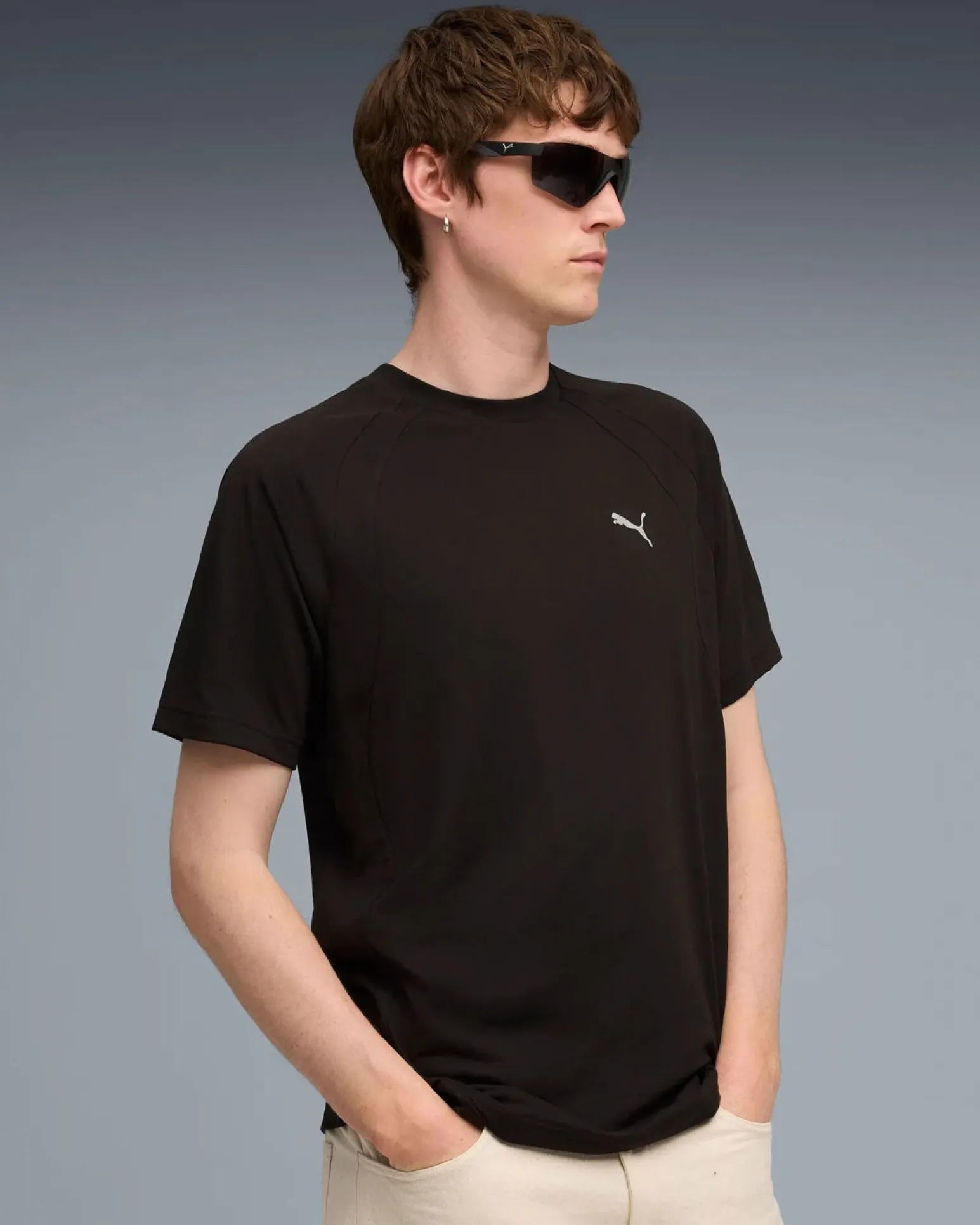 PUMA - T-SHIRT MEZZA MANICA NERA EVOSTRIPE TEE DA UOMO, 688229-01