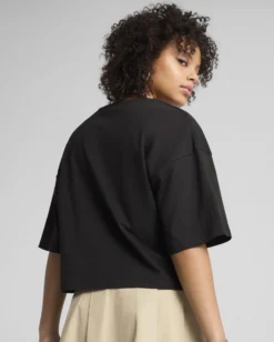 PUMA - T-SHIRT MEZZA MANICA NERA  LOEPARDATA UXE OVERSIZED SHORT  DA DONNA, 632337-01