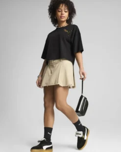 PUMA - T-SHIRT MEZZA MANICA NERA  LOEPARDATA UXE OVERSIZED SHORT  DA DONNA, 632337-01