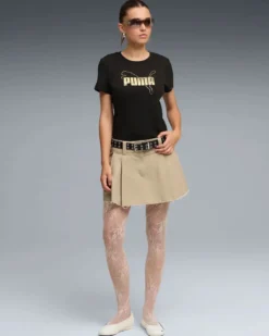 PUMA - TSHIRT NERA DA DONNA CON LOGO METALLIZZATO 691824 - 01