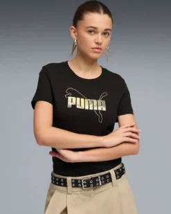 PUMA - TSHIRT NERA DA DONNA CON LOGO METALLIZZATO 691824 - 01