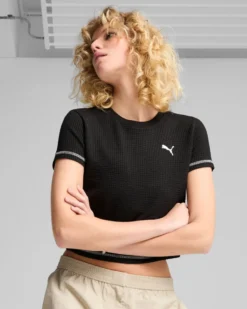 PUMA - T-SHIRT NERA DARE TO TEXTURED BABY TEE DA DONNA, 629806-01