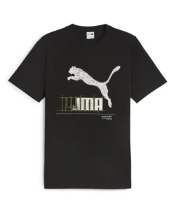 PUMA - T-shirt nera da uomo con stampa logo lime