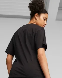 PUMA - T shirt relaxed fit da donna nera con logo bianco
