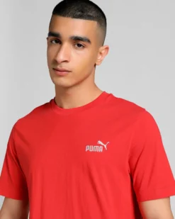 PUMA - T-SHIRT ROSSA ESSENTIAL CON LOGO PICCOLO N. 1 LOGO DA UOMO, 682534-11