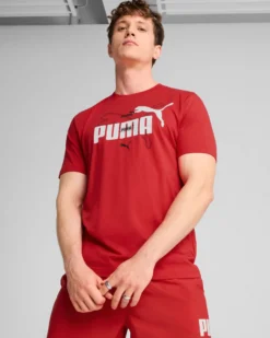 PUMA - T-SHIRT ROSSA ESS LOGO LAB SUMMER TEE DA UOMO - 684671-11