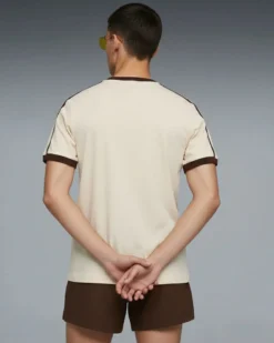 PUMA - T-SHIRT UOMO MEZZA MANICA  BEIGE E MARRONE T7 BIG CAT RINGER TEE AL.SNOW, 635242-87