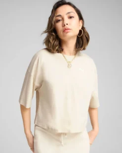 PUMA - T-SHIRT WARDROBE ESS OVERSIZED BEIGE DA DONNA 629743-87