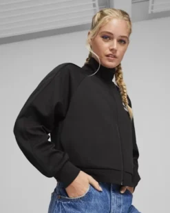 PUMA T7 TRACK JACKET - Felpa nera da donna con logo bianco - 624211-01