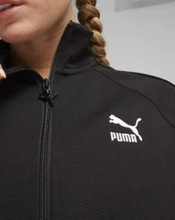 PUMA T7 TRACK JACKET - Felpa nera da donna con logo bianco - 624211-01