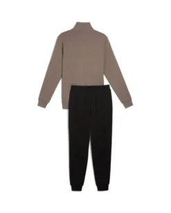 PUMA - TUTA COMPLETA FULL ZIP TAUPE E NERA ESSENTIAL SWEAT SUIT - DA UOMO, 684848-93