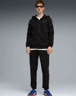 PUMA - TUTA COMPLETA NERA ESSENTIAL ELEVATED DA UOMO FELPA FULL ZIP CON CAPPUCCIO 691771-01