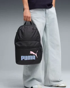 PUMA - ZAINO + BORSELLO NERO PHASE BACKPACK LOGO CELESTE E ROSA,  092190-02