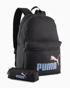 PUMA - ZAINO + BORSELLO NERO PHASE BACKPACK LOGO CELESTE E ROSA,  092190-02