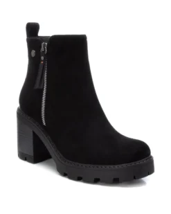 REFRESH - Tronchetto nero scamosciato con zip laterale, tacco 7,5CM