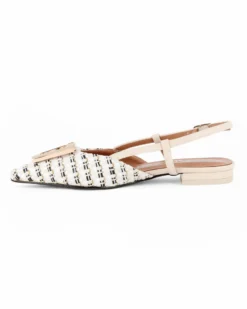 RENATO BALESTRA - Ballerina slingback beige intrecciata con sottopiede in VERA PELLE