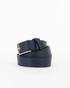 RENATO BALESTRA - Cinta blu con fodera in VERA PELLE e bordo nero