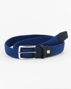 RENATO BALESTRA-Cinta uomo blu royal, intrecciata ed elasticizzata