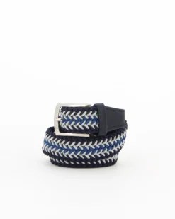 RENATO BALESTRA-Cinta uomo blu  e grigia, intrecciata ed elasticizzata