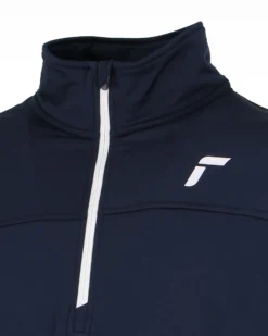 REUSCH - Maglia termica blu da uomo a maniche lunghe con mezza zip frontale